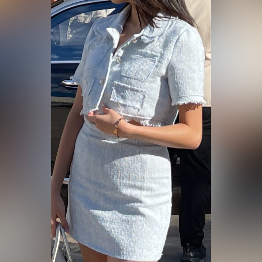 Tweed set in blue
